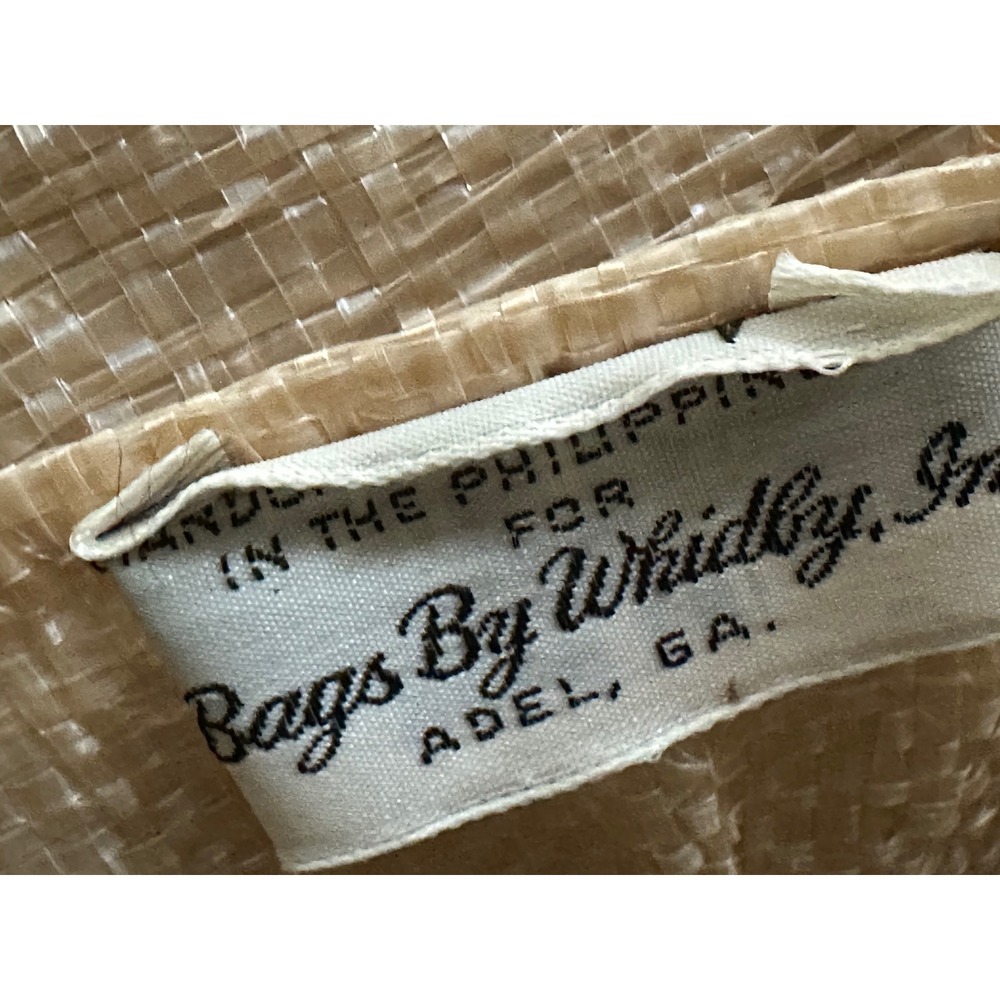 Vintage 1960s Bags By Whidby Inc. Raffia Straw Tote Bag 3D Floral Embroidery - Picture 5 of 11